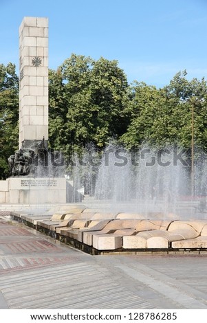 VIDIN, BULGARIA - AUGUST 16: Monument to fallen soldiers on August 16, 2012 in Vidin, Bulgaria. It commemorates Russo-Turkish War of 1877-1878.
