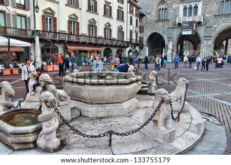 BERGAMO, ITALY - OCTOBER 20: People visit Old Town on October 20, 2012 in Bergamo, Italy. In 2011 841,624 tourists visited Bergamo Province, among them 324,685 foreigners.