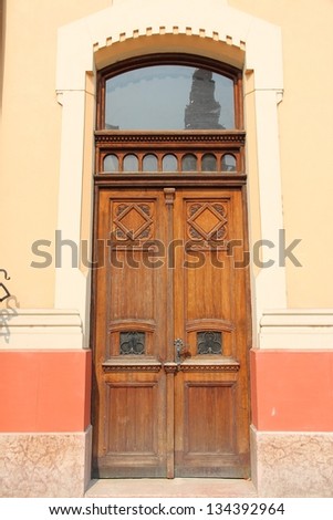 Oradea in Bihor county, Romania - old decorative wooden door