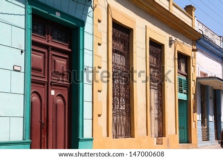 Matanzas, Cuba - city architecture. Decorative colorful colonial architecture.