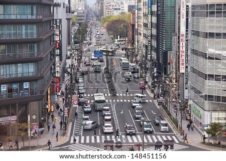 KYOTO, JAPAN - APRIL 18: Drivers move in heavy traffic on April 18, 2012 in Kyoto, Japan. With 589 vehicles per capita, Japan is among most motorized countries worldwide, which causes heavy traffic.