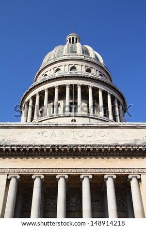 Havana, Cuba - government architecture. Famous National Capitol (Capitolio Nacional) building.