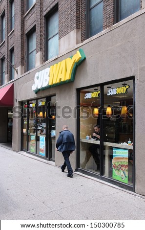 CHICAGO - JUNE 26: People eat at Subway sandwich store on June 26, 2013 in Chicago. Subway is one of fastest growing restaurant franchises with 39,747 restaurants in 101 countries.