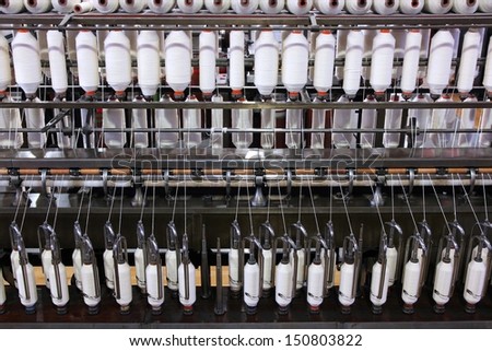 Vintage textile manufacturing machine in England. Fashion industry.