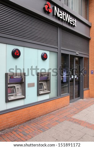BIRMINGHAM, UK - MARCH 10: NatWest bank branch on March 10, 2010 in Birmingham, UK. NatWest (National Westminster Bank) is one of Big Four banks in England. Currently it has 7.5 m personal customers.