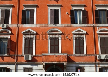 Apartment building view and Mediterranean architecture in Rome, Italy