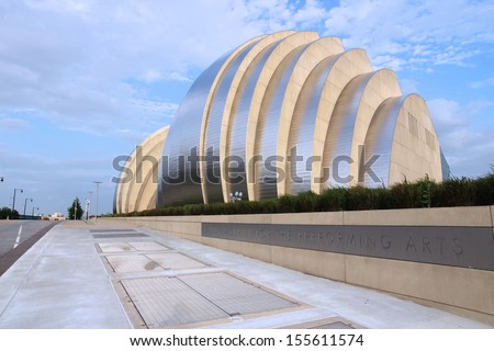 KANSAS CITY, MO - JUNE 25: Kauffman Center for the Performing Arts building on June 25, 2013 in Kansas City, Missouri. Building was completed in 2011 and is an example of Structural Expressionism.