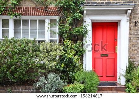 London, United Kingdom - typical Victorian architecture door.
