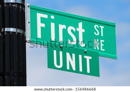 Washington DC, capital city of the United States. First Street sign.