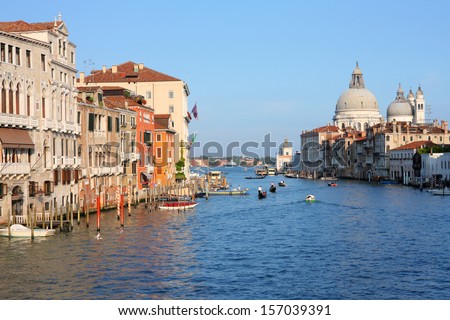 Venice, Italy - old town cityscape with famous Grand Canal. UNESCO World Heritage Site.