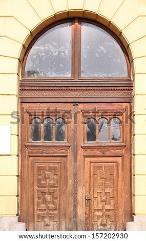 Hungary - Debrecen, town in Hajdu-Bihar county. Old wooden door.