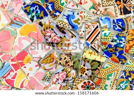 Barcelona, Spain - November 6: Ceramic Art In Park Guell On November 6, 2012 In Barcelona, Spain. It Was Built In 1900-14 And Is Part Of The Unesco World Heritage Site &Quot;Works Of Antoni Gaudi&Quot;.