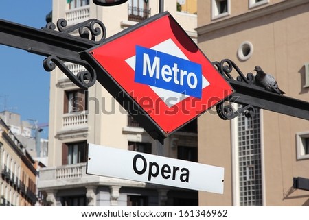 MADRID - OCTOBER 22: Metro station sign on October 22, 2012 in Madrid. In 2011 Madrid Metro served 634 million rides. It exists since 1919.