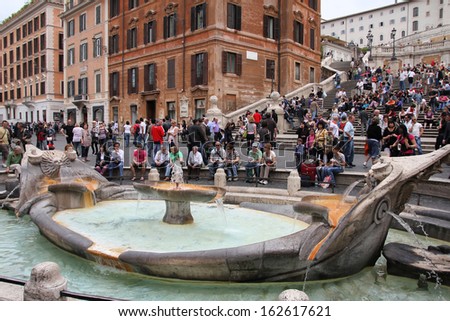 ROME - MAY 12: Tourists sit on Spanish Steps on May 12, 2010 in Rome, Italy. According to Euromonitor, Rome is the 3rd most visited city in Europe (5.5m international tourist arrivals 2009)