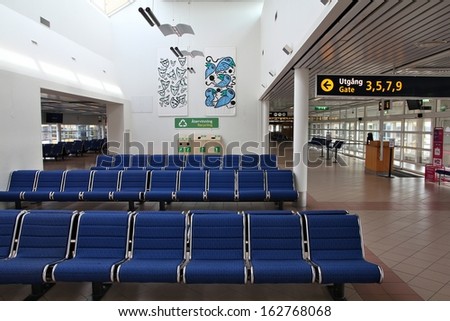 MALMO, SWEDEN - MARCH 12: Airport interior on March 12, 2011 in Malmo. With 1.6 million passengers for year 2010 it is the 5th busiest airport in Sweden.