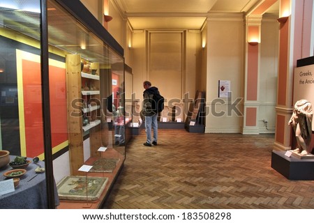 BIRMINGHAM, UK - APRIL 24, 2013: Unidentified person visits Museum and Art Gallery in Birmingham. With 856 thousand annual visitors it is the 16th most visited museum in the UK.