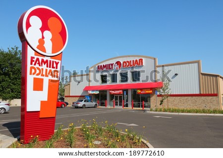 FRESNO, UNITED STATES - APRIL 12, 2014: Family Dollar store in Fresno, California. Family Dollar is a discount retailer with more than 8,000 locations in the US.