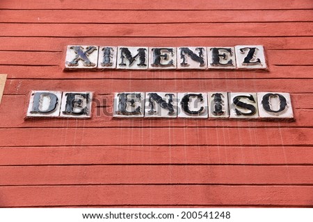 Seville, Spain - decorative street name sign. Ximenez de Enciso Street.