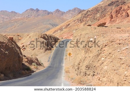 Mojave Desert in California, United States. Scenic view of famous Artist Drive in Death Valley National Park (Inyo County). It is an alluvial fan of Black Mountains.