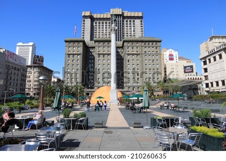 SAN FRANCISCO, USA - APRIL 8, 2014: People visit Union Square in San Francisco, USA. San Francisco is the 4th most populous city in California (837,442 people in 2013).
