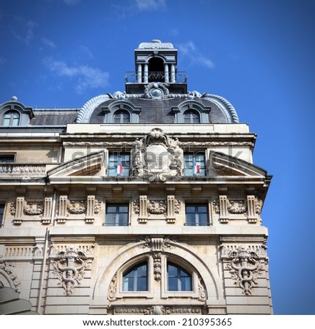 Paris, France - famous Orsay Museum. UNESCO World Heritage Site. Square composition.