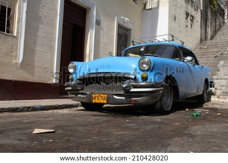 HAVANA, CUBA - JANUARY 30, 2011: Old classic Buick parked in Havana, Cuba. Cuba has one of the lowest car-per-capita rates (38 per 1000 people in 2008).