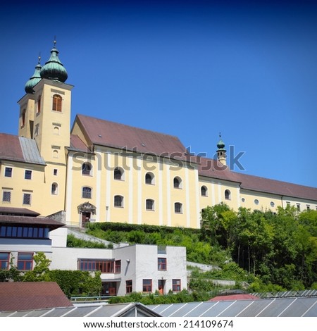 Austria - Benedictine monastery in Lambach, Upper Austria. Square composition.