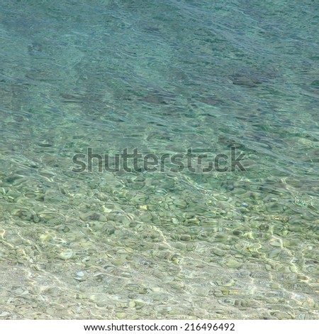 Adriatic Sea water background. Turquoise water abstract. Square composition.