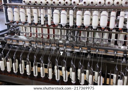 Vintage textile manufacturing machine in England. Fashion industry.