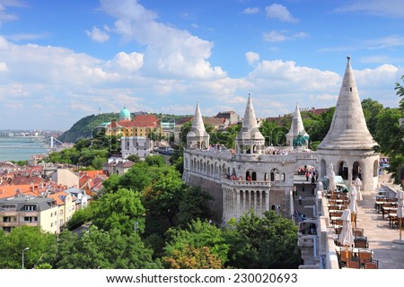 Budapest, Hungary - cityscape with Danube river and Fisherman\'s Bastion.