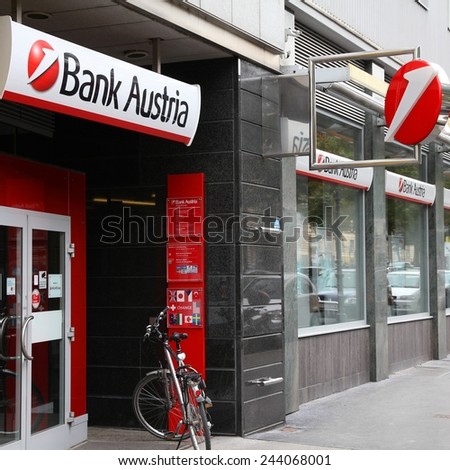 VIENNA, AUSTRIA - SEPTEMBER 7, 2011: Bank Austria branch in Vienna. Bank Austria is part of UniCredit Group, 21st largest bank in the world by assets (2011).