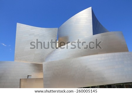 LOS ANGELES, USA - APRIL 5, 2014: Walt Disney Concert Hall in Los Angeles. The famous landmark was designed by Frank Gehry.