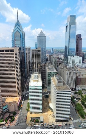 Philadelphia, Pennsylvania in the United States. Aerial view of the city.