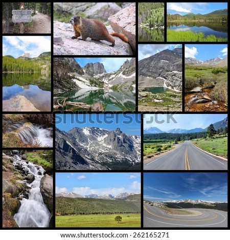 United States - Rocky Mountain National Park photo collage. Colorado scenic views.