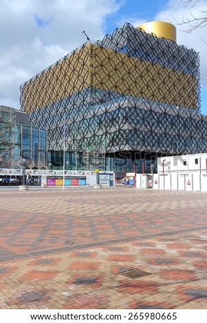 BIRMINGHAM, UK - APRIL 19, 2013: People visit new Library of Birmingham, UK. It is the largest public library in the UK. It opened in 2013.