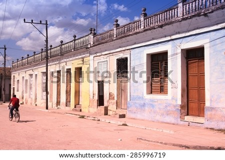 Sancti Spiritus, Cuba - colonial architecture. Filtered style colors.