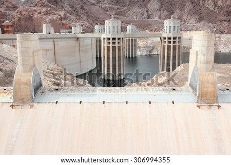 Hoover Dam in United States. Hydroelectric power station on the border of Arizona and Nevada.