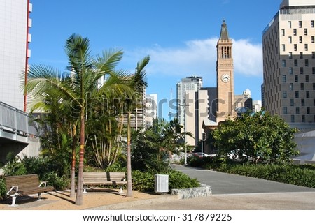 Brisbane, Australia - skyline with the city hall tower.