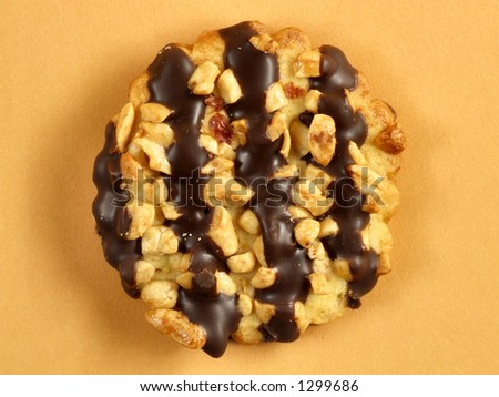 Cookie with chocolate and nuts