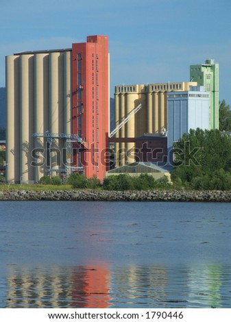 Food processing factory. Two big factory buildings in Norway.