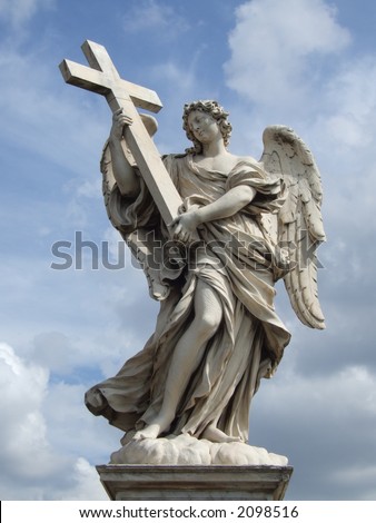 stock photo Beautiful angel statue on a bridge in Rome