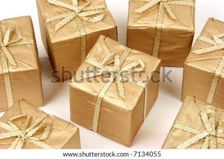 Colorful Christmas decoration. Seasonal concept. Set of wrapped gifts.