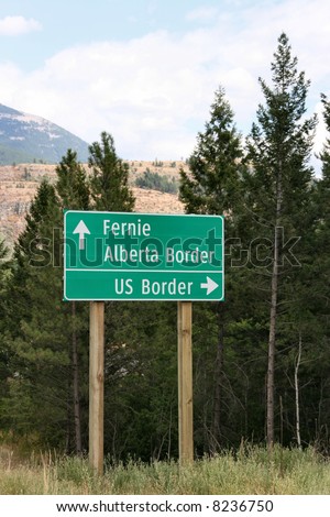 Road sign in Canada - directions to US border