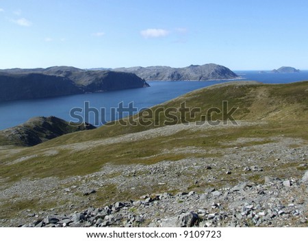 Landscape near North Cape (Nordkapp) in Finnmark region of Norway