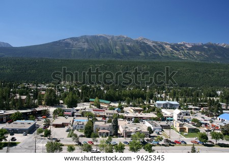 Golden, British Columbia, Canada. Mountain town with mountains in background.