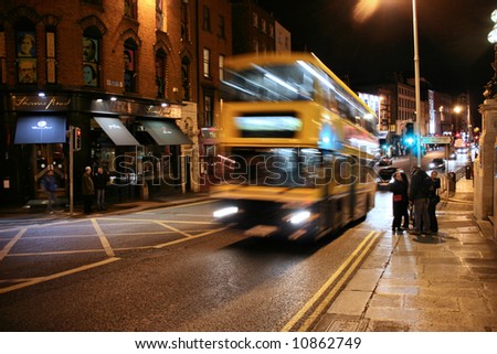 Dublin night - bus in motion
