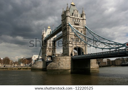 London - Tower Bridge. Famous landmark across Thames River.