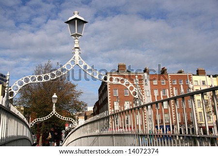 Ha\'penny Bridge - famous landmark of Dublin, Ireland