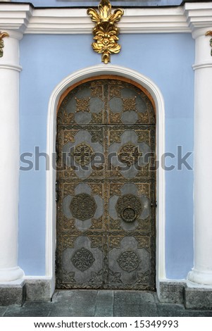 Decorative door to St. Michael\'s Golden-Domed Monastery in Kiev, Ukraine
