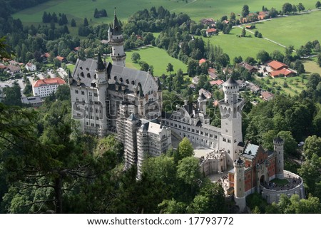 Famous fairytale castle Neuschwanstein of king Ludwig II in Bavaria, Germany. European landmark.